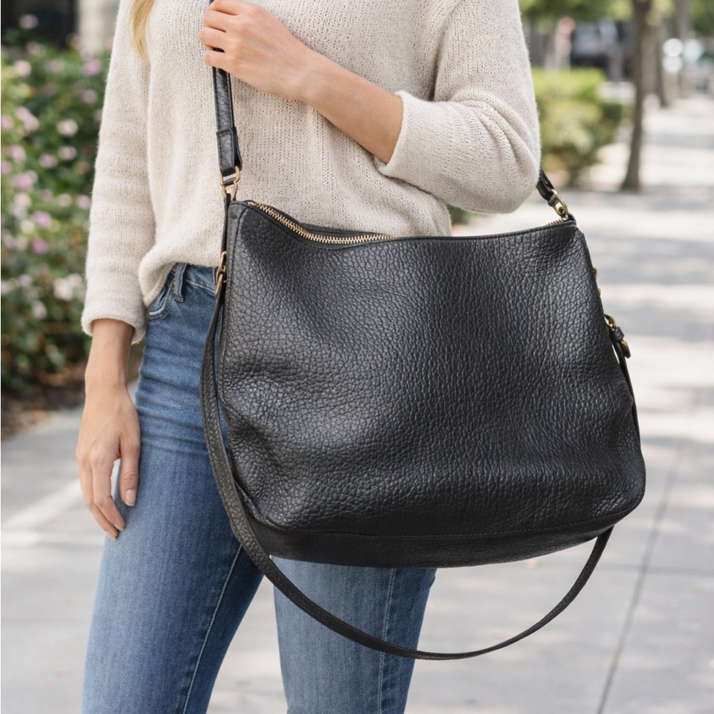 Burberry Black Pebbled Leather Crossbody Bag with Gold Hardware